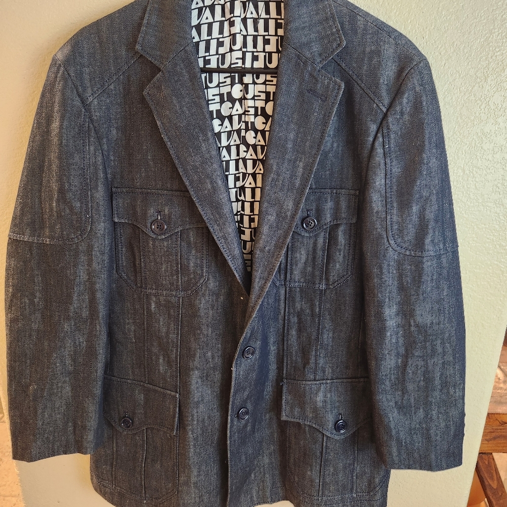 Just Cavalli Denim Button Jean Jacket Casual Western Mens Cowboy